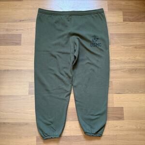 Men's Vintage 90's USMC Green Cotton Jogger Warm-Up Sweats Sweatpants Sz Large